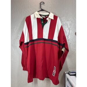 Sergio Men's Vintage Rugby Polo Shirt Long Sleeve Red White Mans Size Big 1X NWT